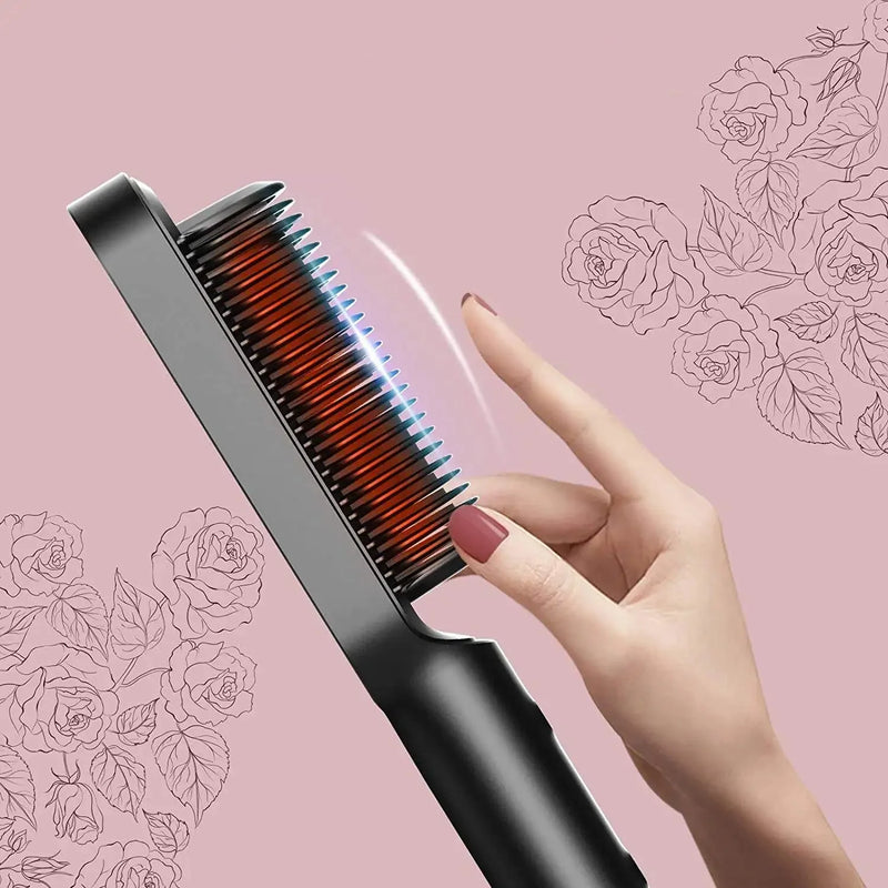 StyleBrush Pro — Mini Alisador de Cabelo 2 em 1 com Escova e Aquecimento Rápido!
