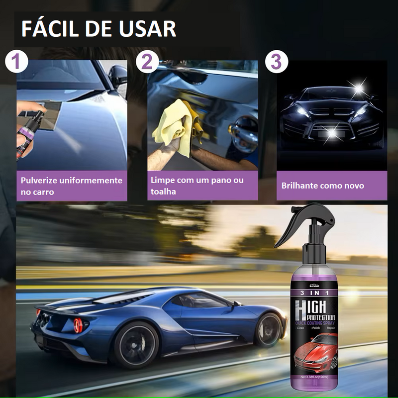 Spray de revestimento rápido para carros de alta proteção 3 em 1